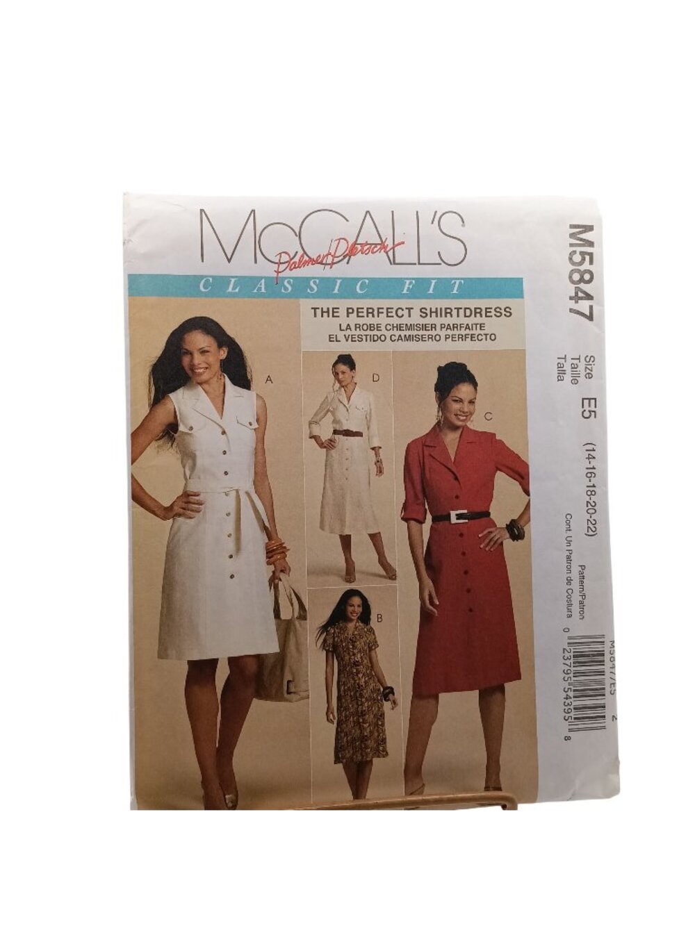 UNCUT Vintage McCalls Pattern M5847 Classic Fit Shirt Dress Sewing Pattern E5